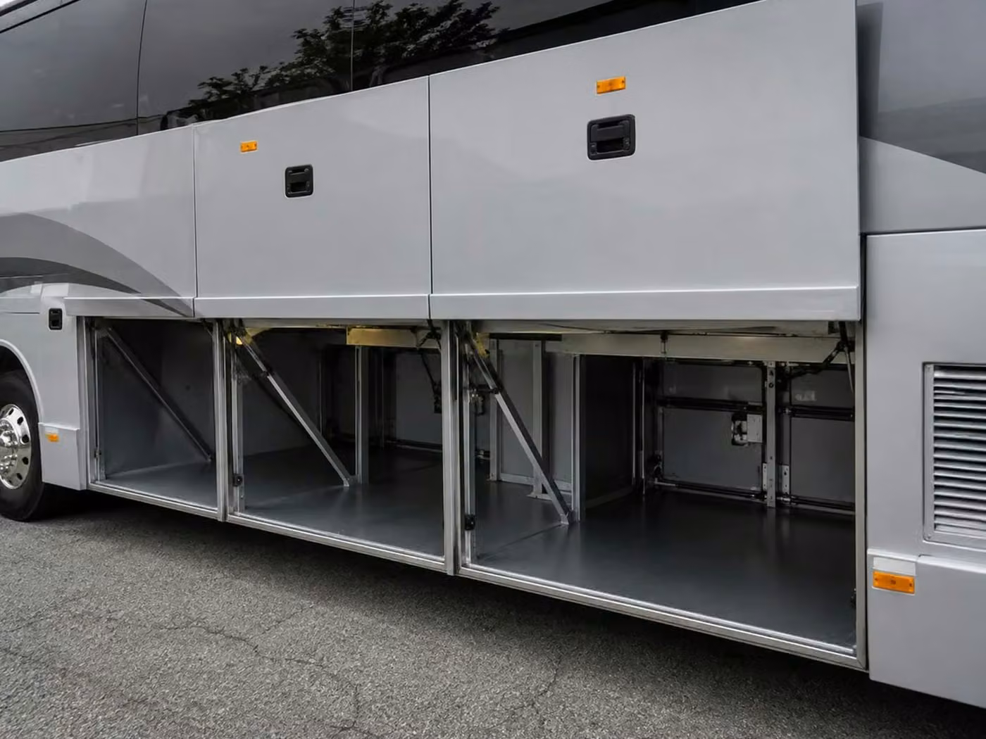 la quinta 56 passenger charter bus luggage bays
