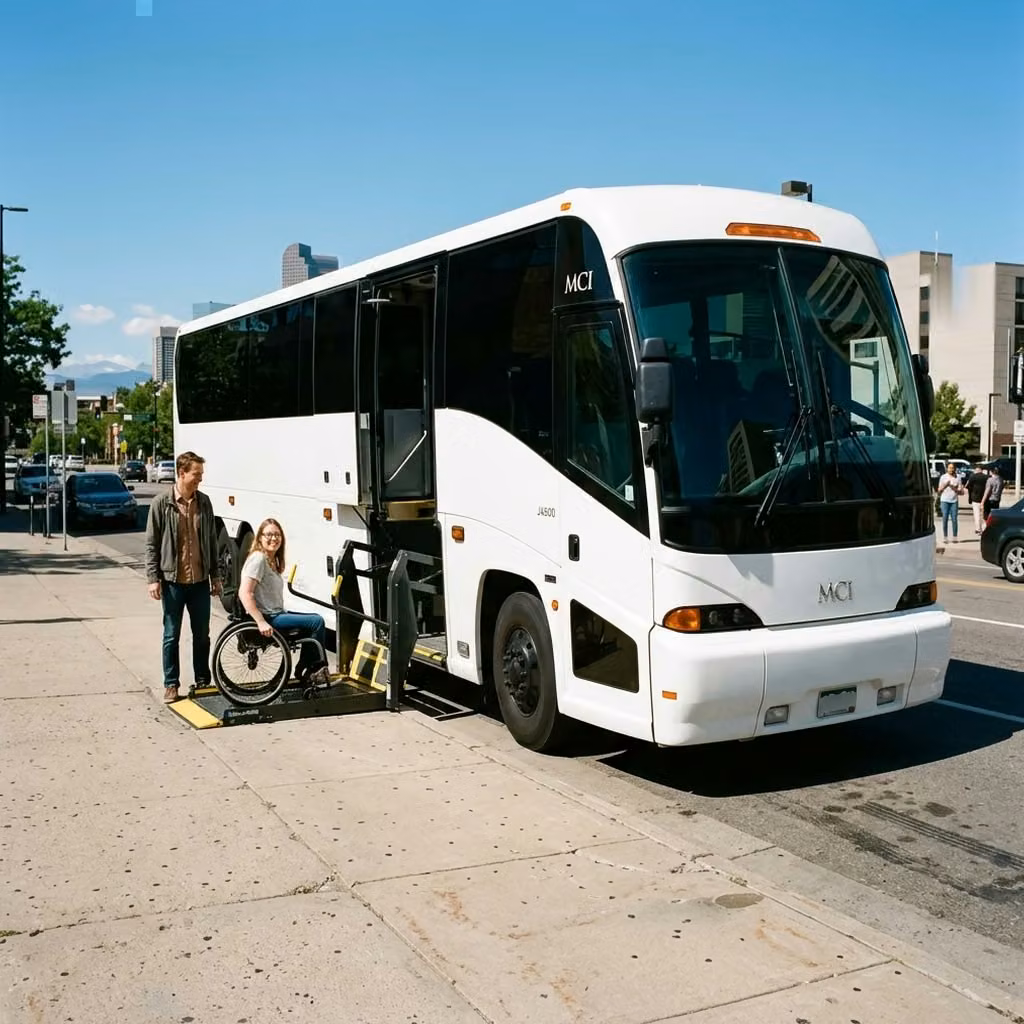 la quinta 56 passenger charter bus wheelchair lift